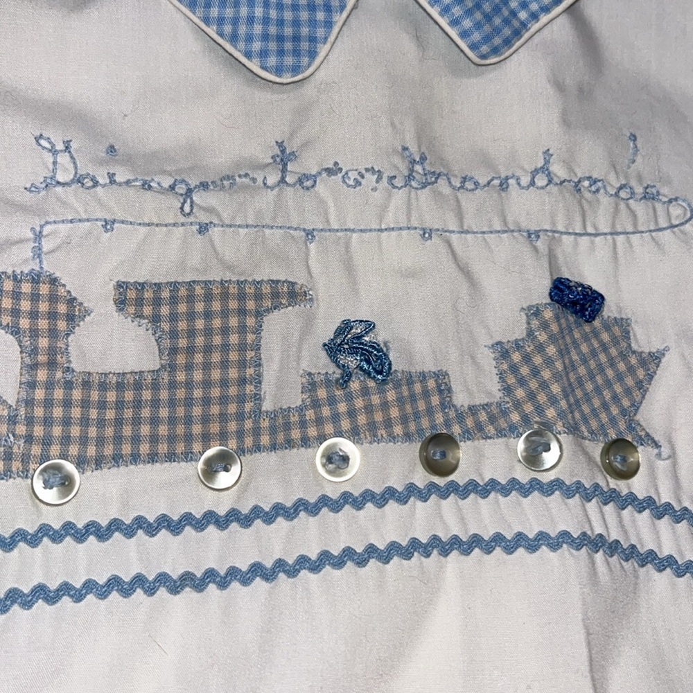 Precious vintage 1950s Going to Grandmas Blue and White check baby Outfit Set - Picture 4 of 15